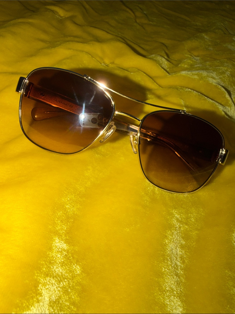 Coach Gold Frame Sunglasses with Brown Gradient Lenses